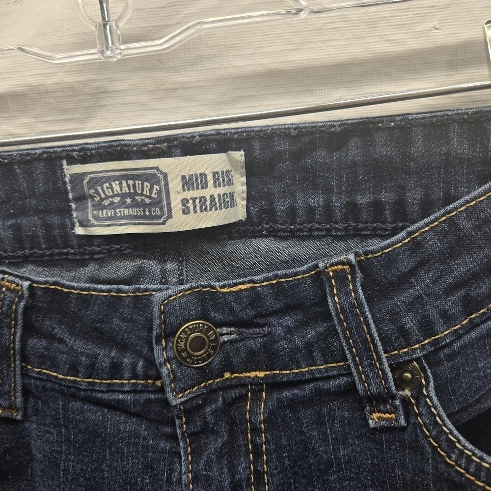 Levi Strauss Signature Straight Leg Jean Womens 6M Mid‎ Rise Stretch Denim Dark - Picture 3 of 11